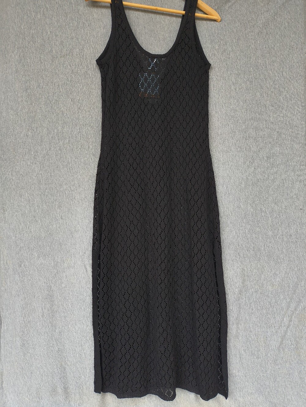 Shade & Shore Crochet Ring‑Front Midi Cover‑Up Dress – Black M NWT - Picture 3 of 4